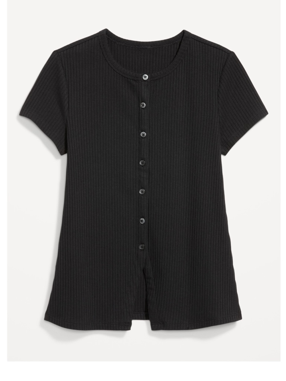 SOLD☀️NWT Old Navy Petite Short-sleeve Ribbed Button-down Top - Picture 2 of 6
